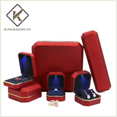 Rubber Painting LED Jewelry Box with golden edge
