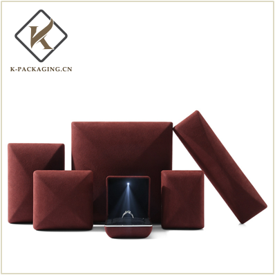 Purplish red High quality microfiber leather jewellery box 