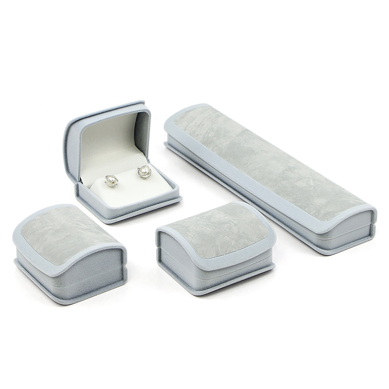 Premium Light Gray Flocked Jewelry Cases for Jewelry Organization