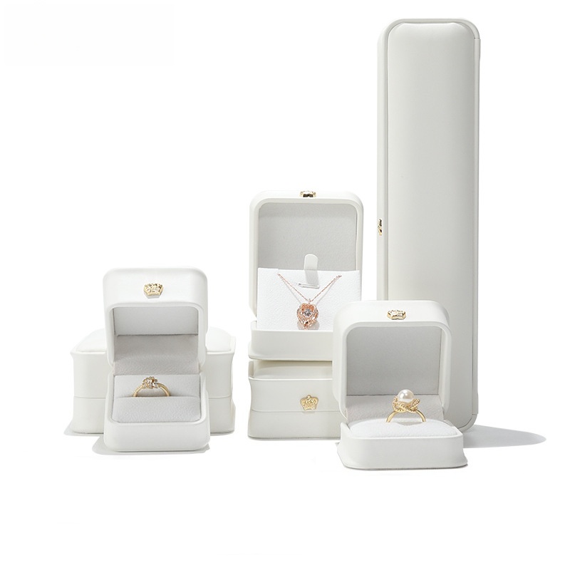 White Leather Jewelry Box Set
