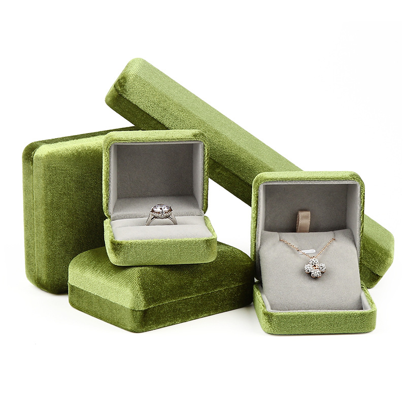 Green Velvet Jewelry Box Set