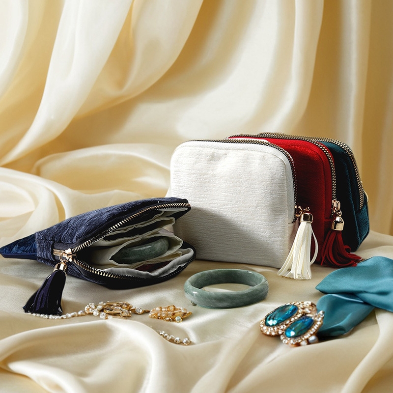 Velvet Jewelry Travel Pouch Set
