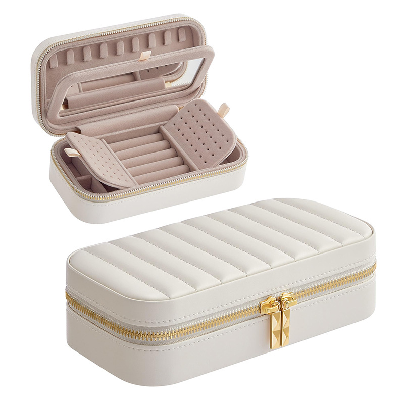 Quilted Travel Jewelry Box with Mirror