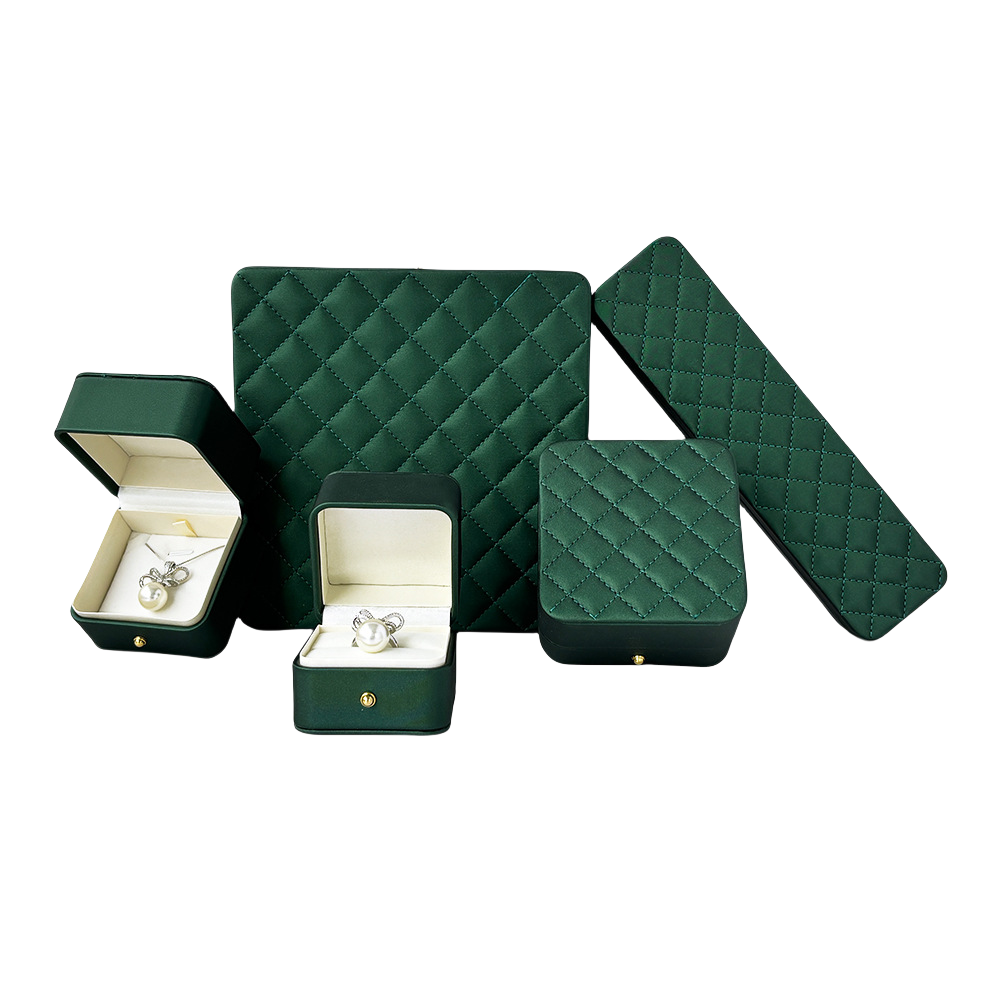 Quilted Green Velvet Jewelry Box Set