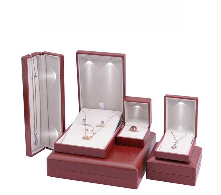 Burgundy - painted Wooden Jewelry Boxes for Pendants, Earrings and Bracelets