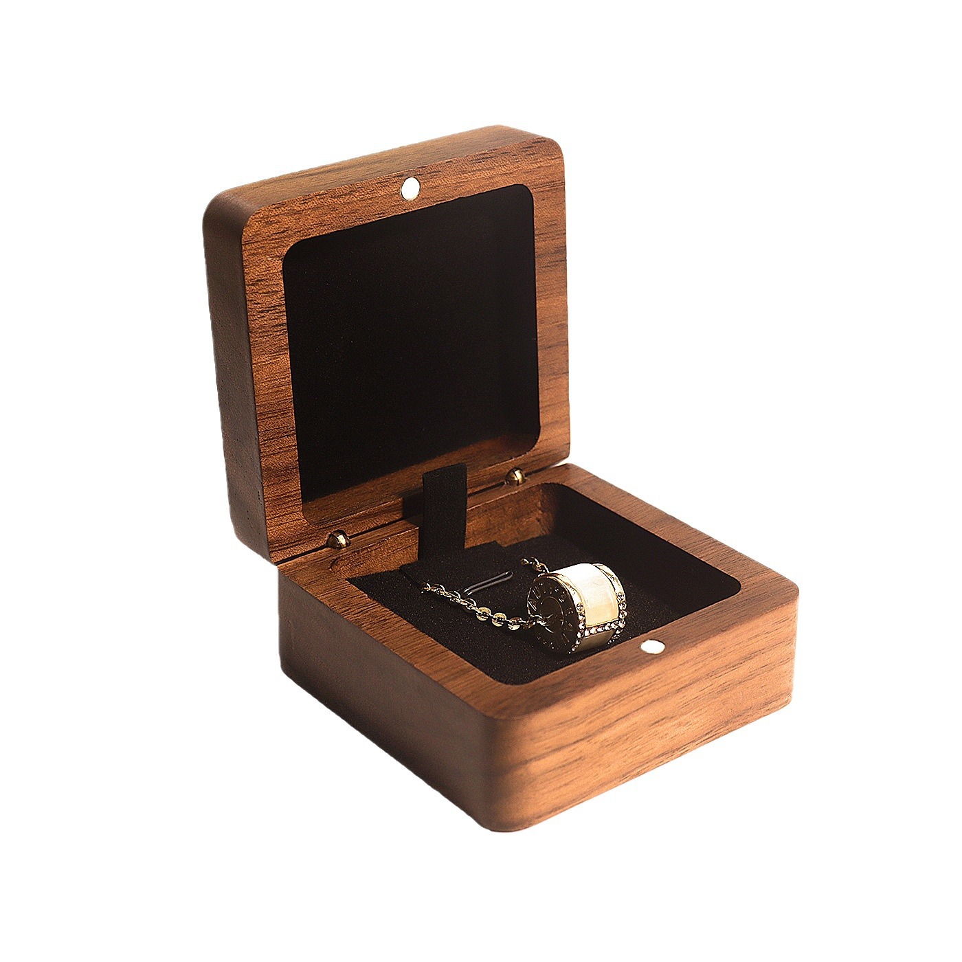 Black Walnut Wood Jewelry Boxes with Velvet Lining