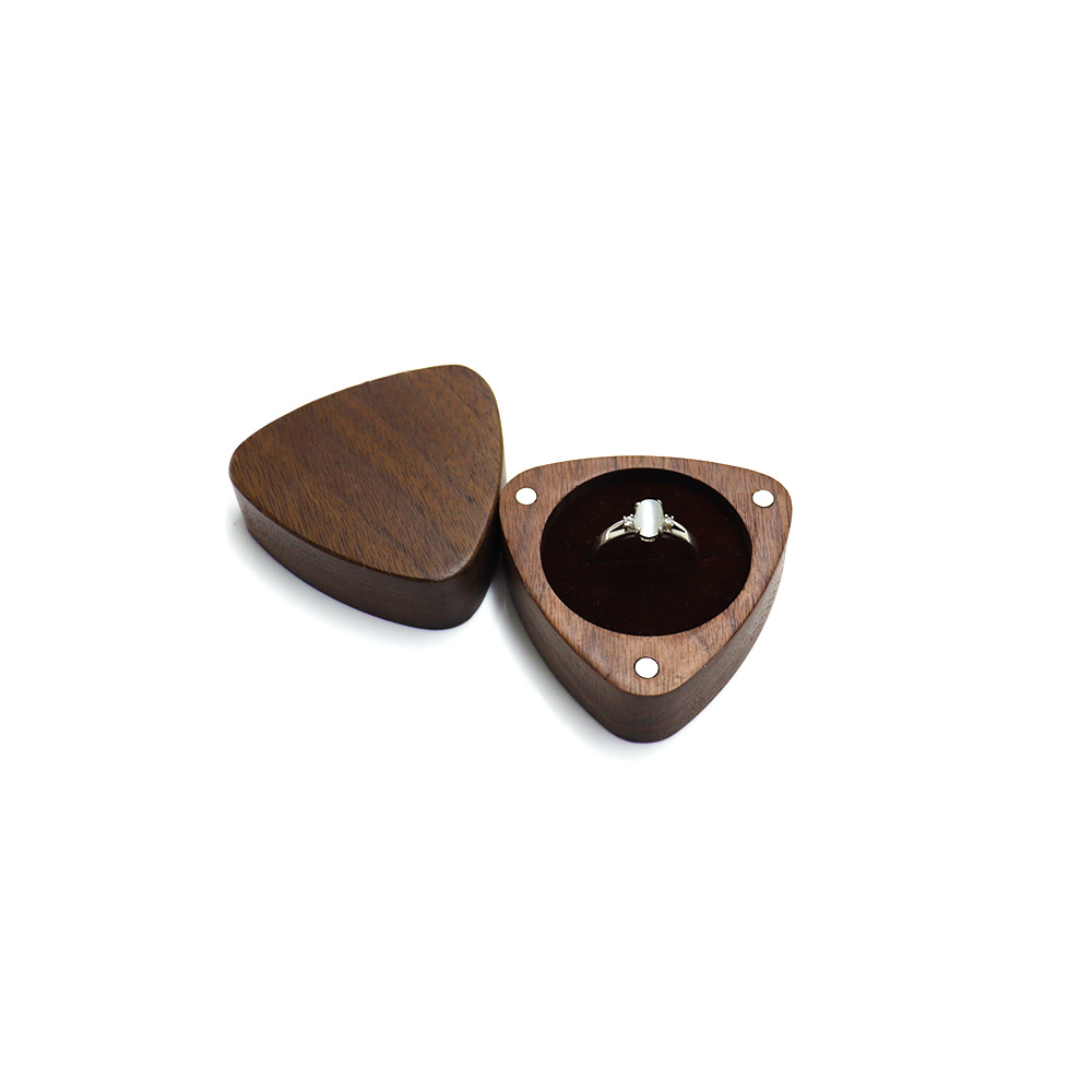 55*55mm Creative Wooden Triangle - shaped Ring Boxes for Jewelry Storage
