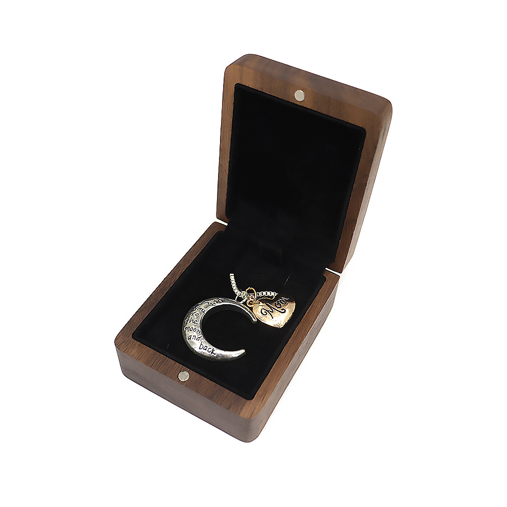 Solid - lid, Full - edge - wrapped Solid Black Walnut Jewelry Boxes for Necklaces, Pendants, Bracelets and More