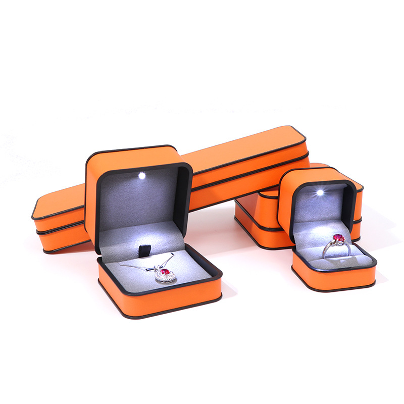 New - style Round - cornered PU Leather Jewelry Boxes for Rings, Necklaces and Bracelets, High - end LED - lit Jewelry Boxes
