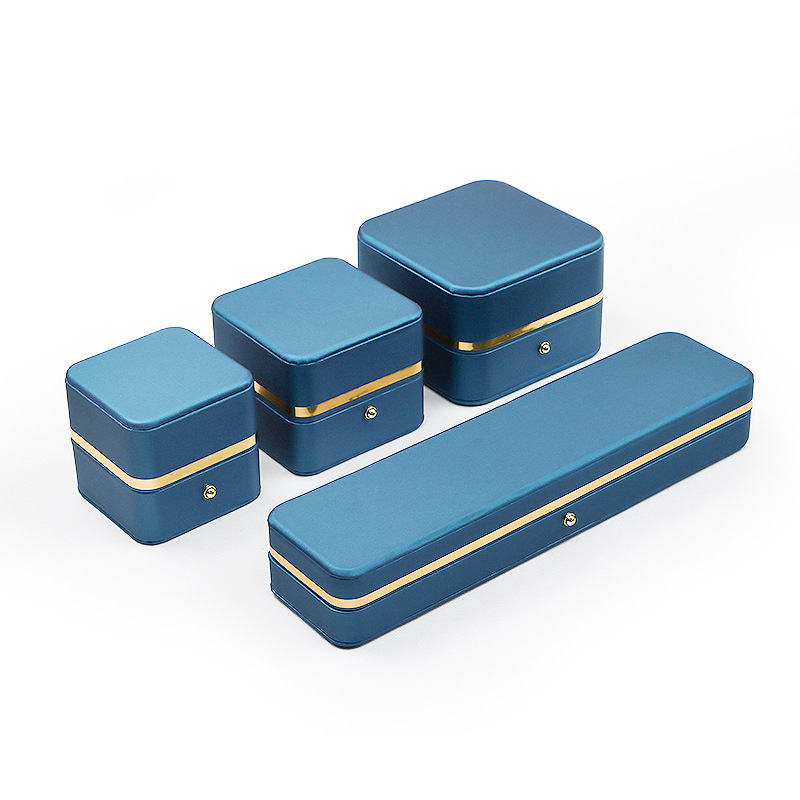 High - end Jewelry Ring Box with Round - cornered Cover and Gold - trimmed Edge, Made of PU Leather