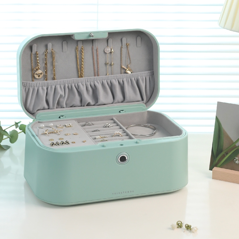 Premium Gold Jewelry Storage Cabinet - Deluxe Box with Combination Lock & Fingerprint Security