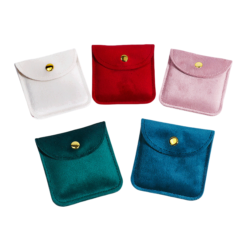 Velvet Snap Jewelry Pouch - Velvet Bag with Gold Clasp Flip-Top for Jewelry & Accessories