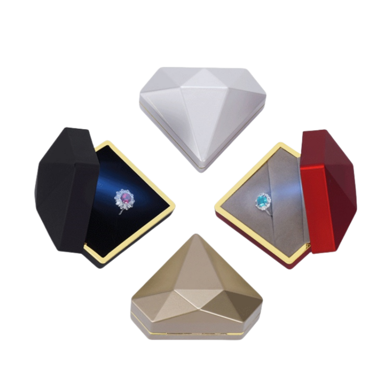 Triangular LED - lighted Jewelry Boxes for Rings and Pendants