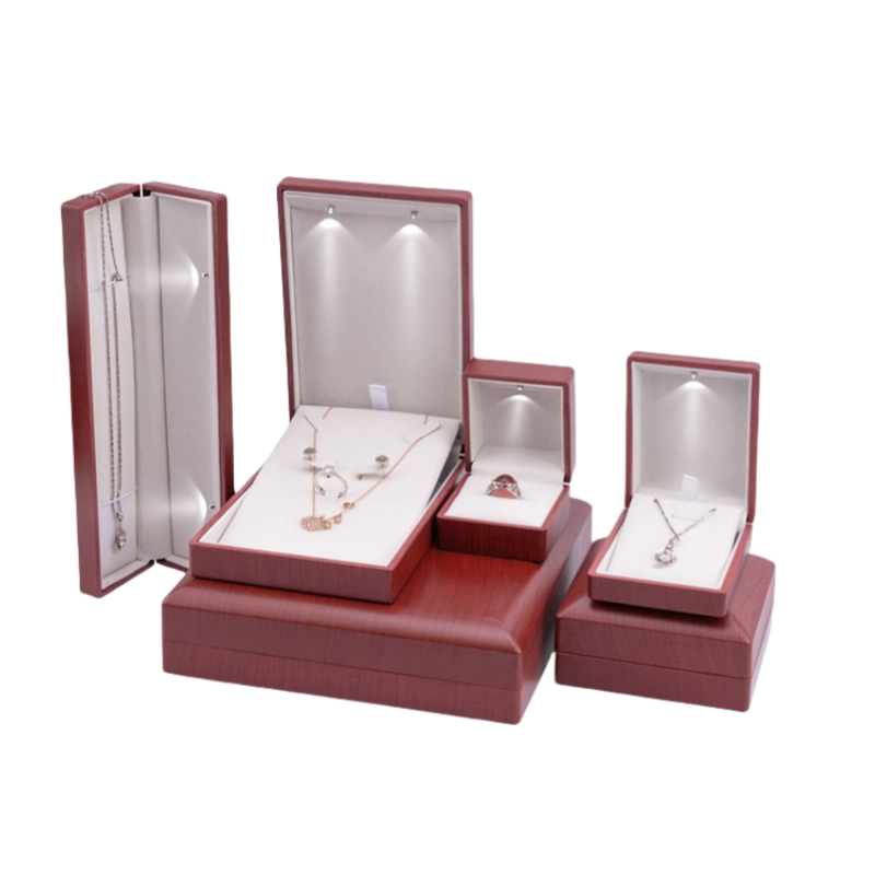 Burgundy - painted Wooden Jewelry Boxes for Pendants, Earrings and Bracelets